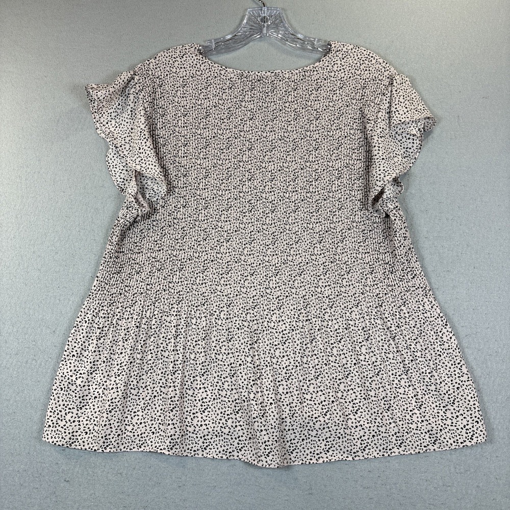 Adrianna Papell Women V Neck Flutter Sleeve Pleat Top NWT $69 Pink/Black Medium - Picture 11 of 13